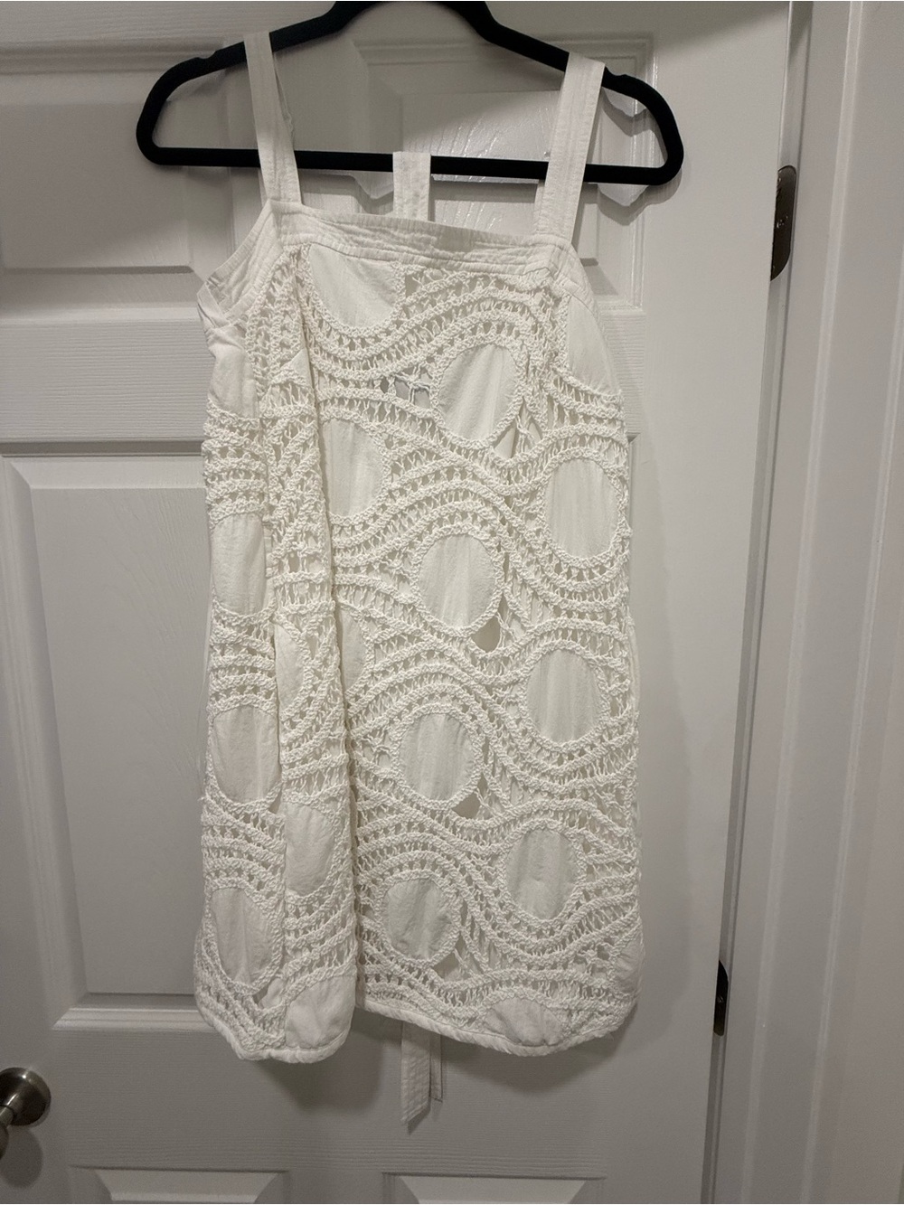 White Crochet Mini Dress with Straps